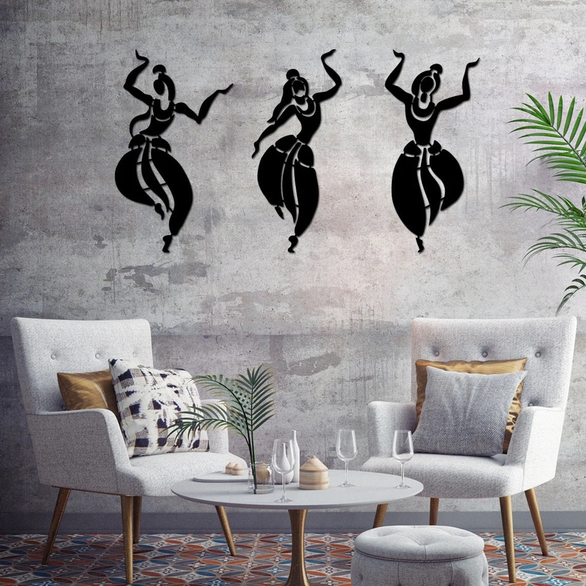 Indian Women Dancing, Gift for Wife, Indian Dancer Wall Art, Large Metal, Metal Wall Art, Metal Wall Hanging, Bedroom Decor, Valentine's Day
