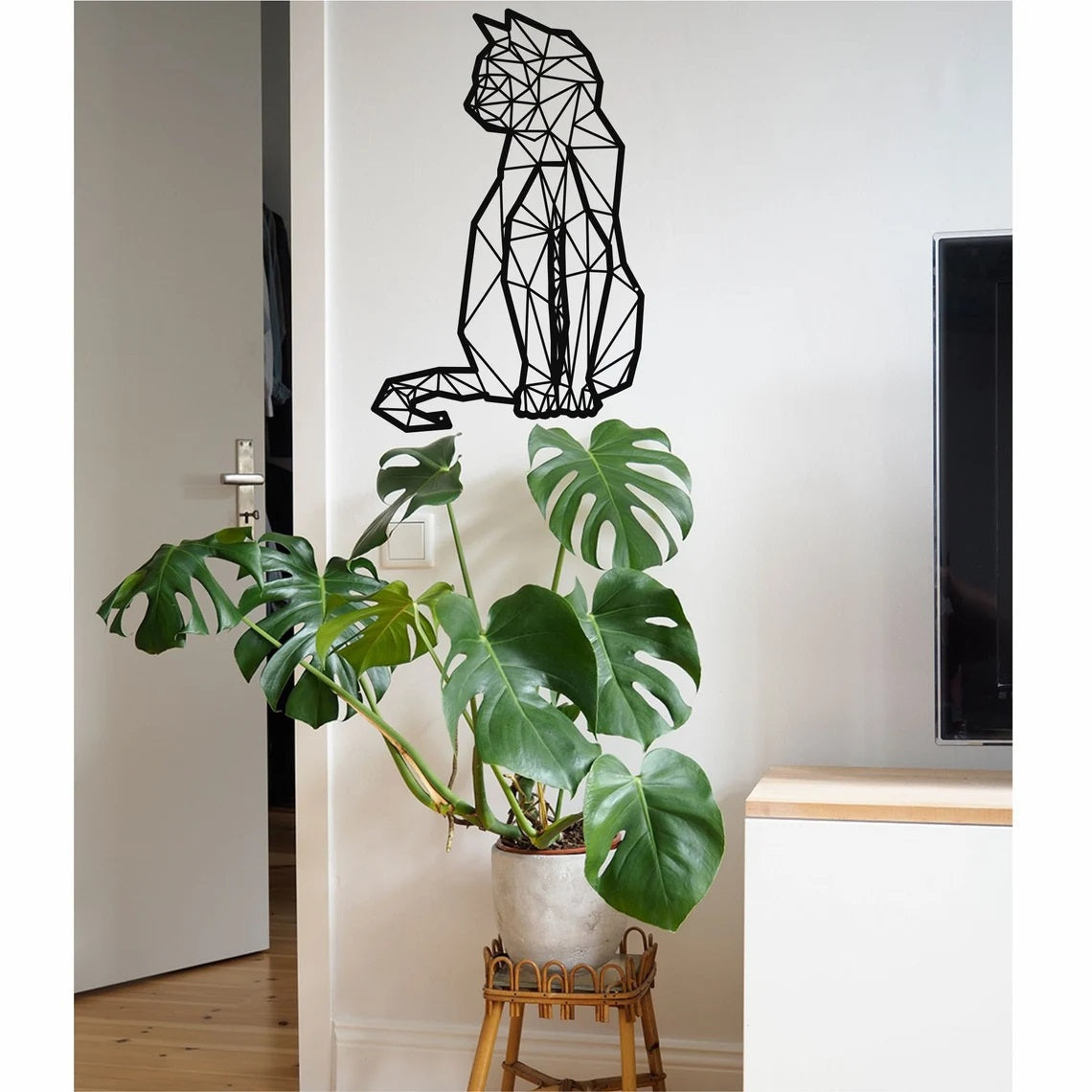 Metal Wall Decor, Metal Cat Art, Geometric Cat Decor, Home Decoration, Wall Hangings, Metal Sign, Cat Lover Gift, Cat Wall Decor