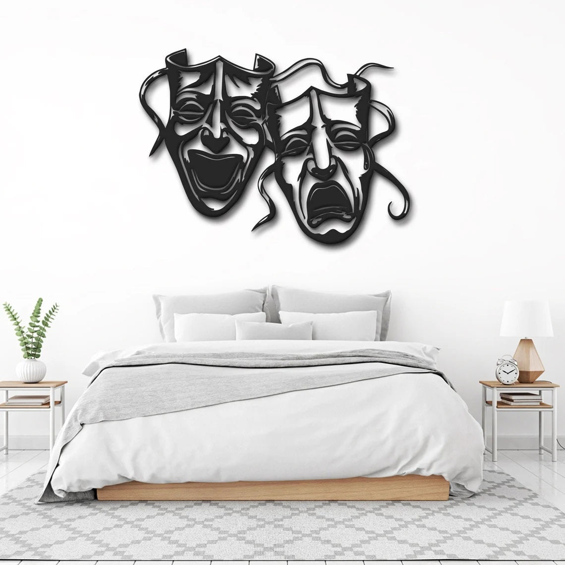 Metal Wall Art, Happy and Sad Mask - Etgshop LLC