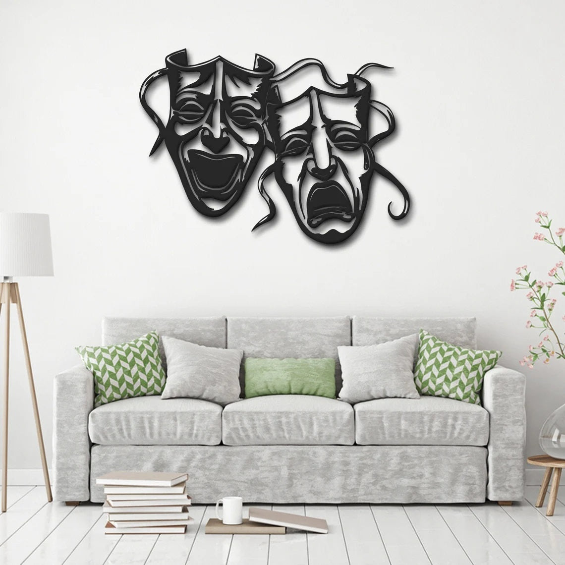 Metal Wall Art, Happy and Sad Mask - Etgshop LLC