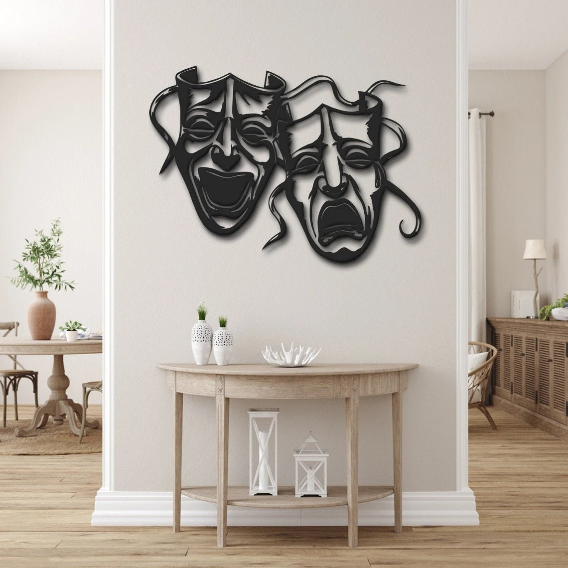 Metal Wall Art, Happy and Sad Mask - Etgshop LLC