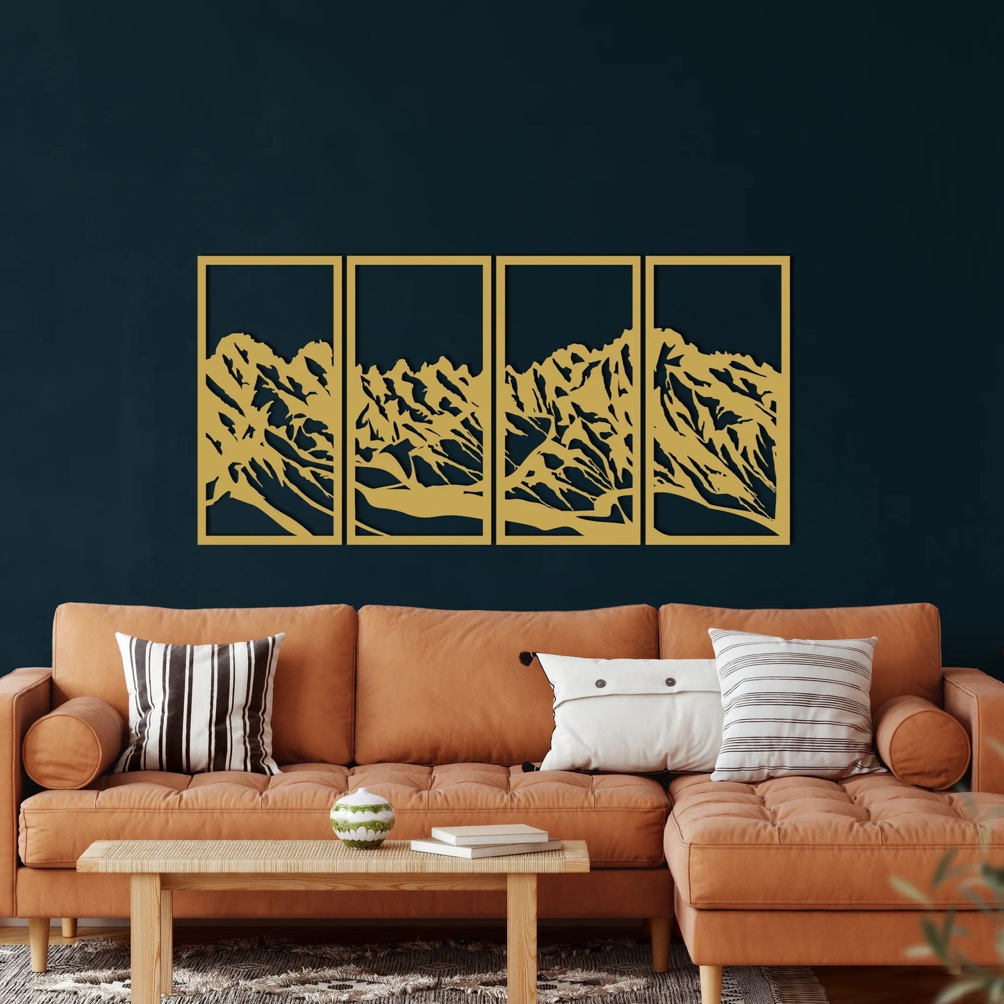Metal Wall Art, Metal Mountain Range Decor Set of 4 - Etgshop LLC