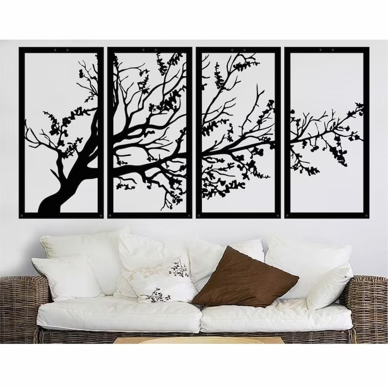 Tree of Life 4 Panels, Metal Tree Wall Art - Etgshop LLC