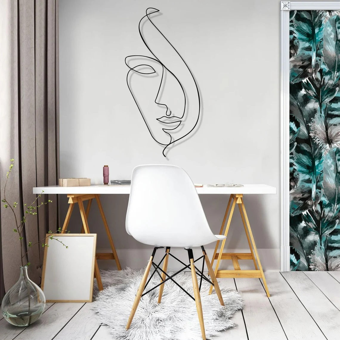 Line Wall Art, Abstract Face Metal Wall Art - Etgshop LLC