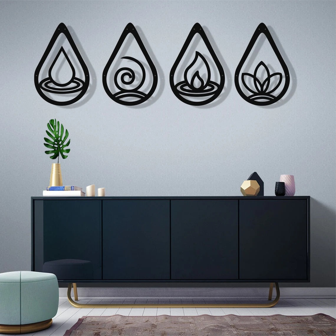 Metal Wall Art, Four Elements Metal Wall Decor