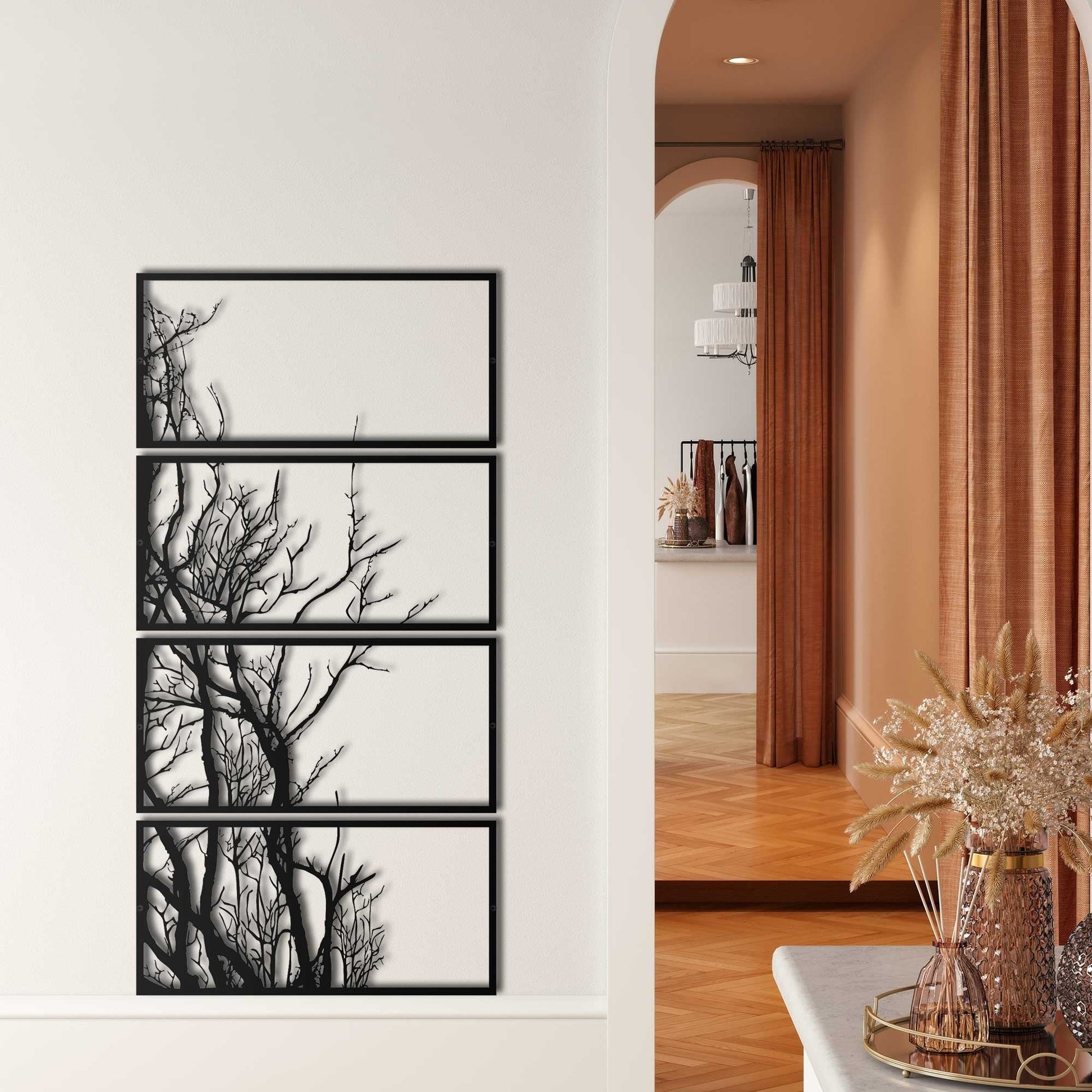 Metal Wall Art, 4 Panels Tree of Life Decor - Etgshop LLC