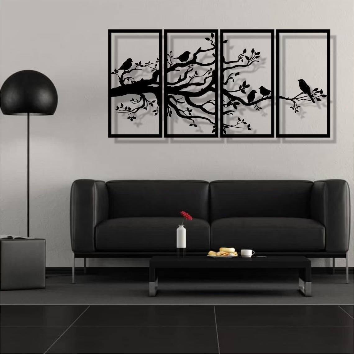 Tree of Life 4 Panels, Birds and Branch - Etgshop LLC