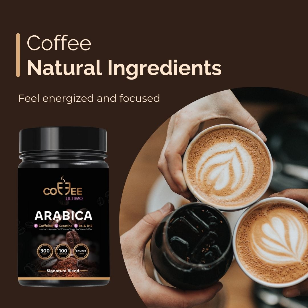 Coffee Ultimo - The Ultimate Energy Booster with Mineralized Arabica, Green Coffee Bean Extract, Vitamins B6 and B12 - 100 Servings