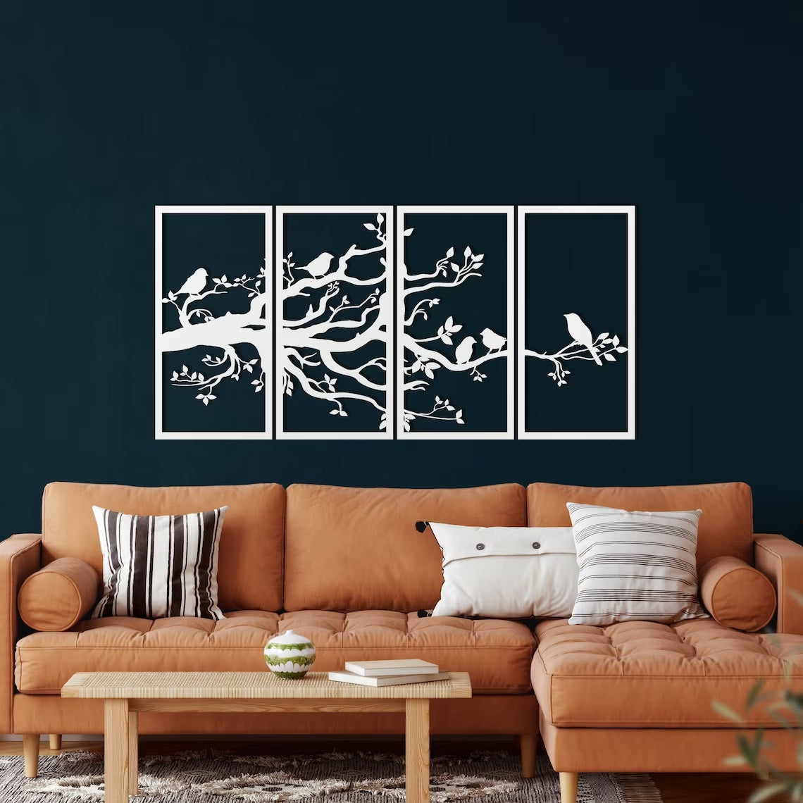 Tree of Life 4 Panels, Birds and Branch - Etgshop LLC