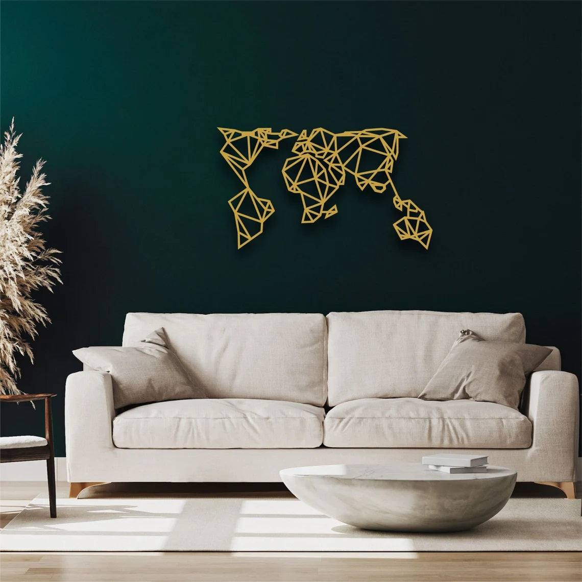 Gold Metal World Map Wall Art - Etgshop LLC