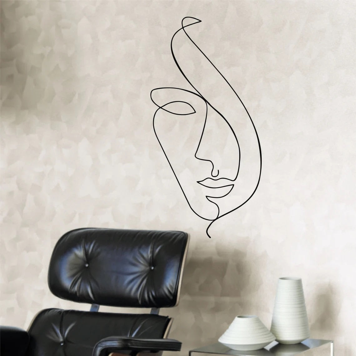 Line Wall Art, Abstract Face Metal Wall Art - Etgshop LLC