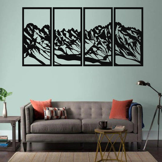 Metal Wall Art, Metal Mountain Range Decor Set of 4 - Etgshop LLC