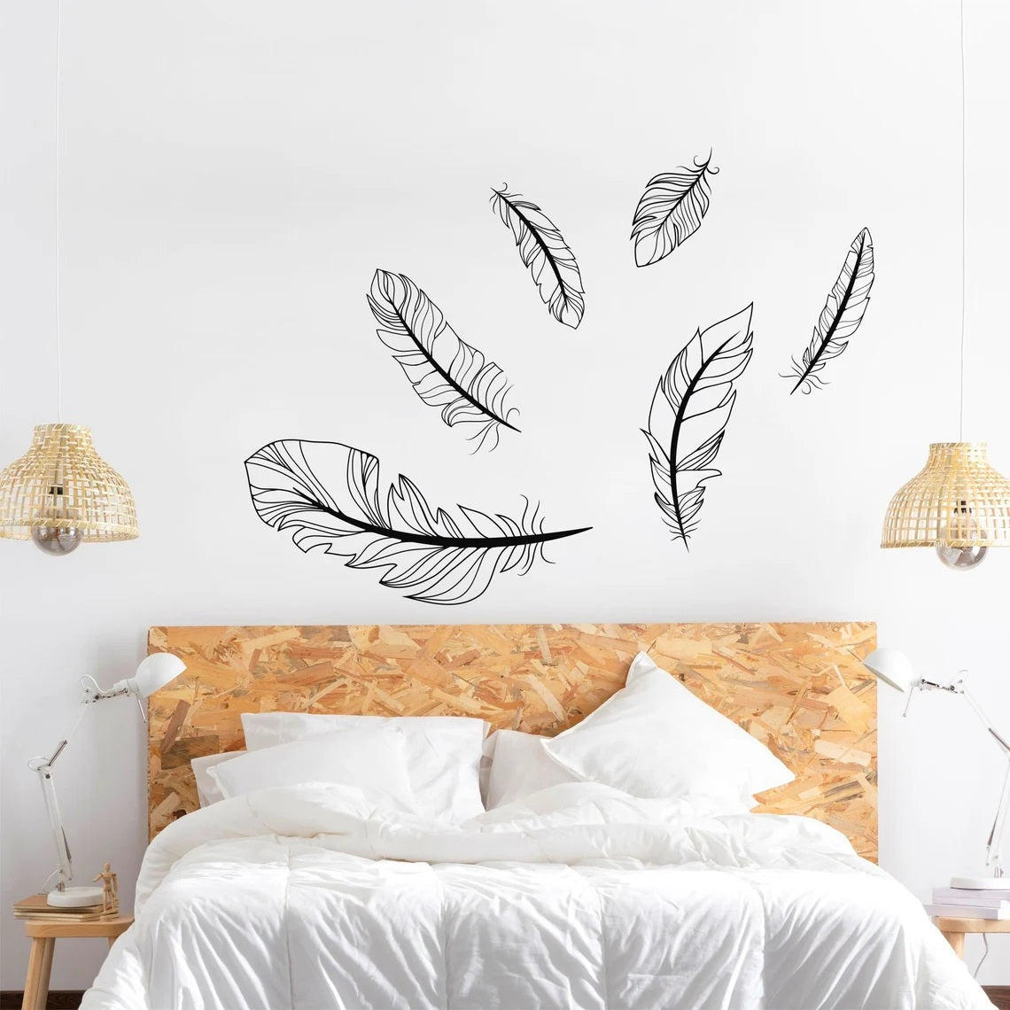 Line Wall Art, Set of 6 Feather Metal Wall Art - Etgshop LLC