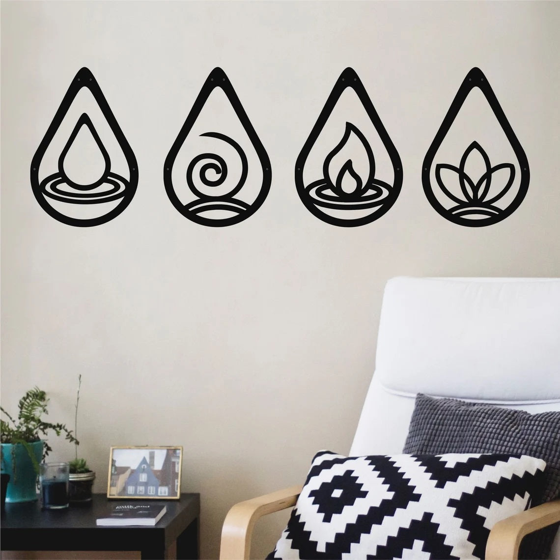 Metal Wall Art, Four Elements Metal Wall Decor