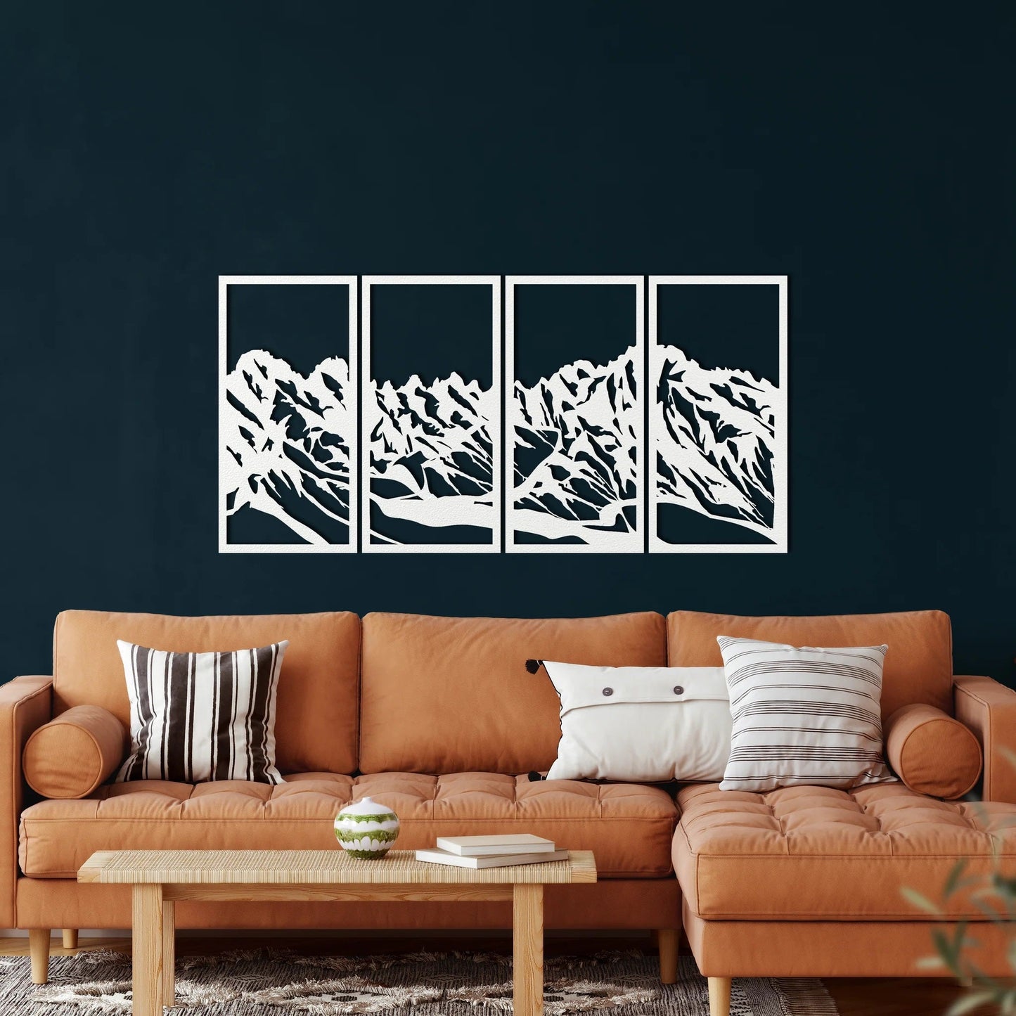 Metal Wall Art, Metal Mountain Range Decor Set of 4 - Etgshop LLC