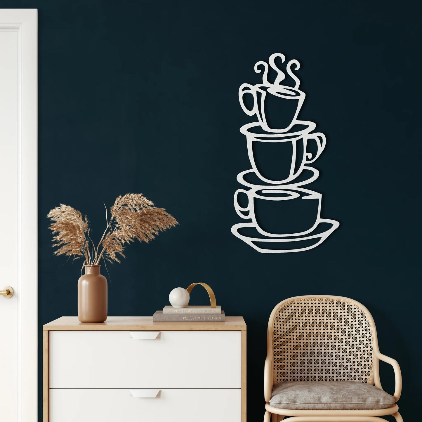 Metal Wall Art, Coffee Cups Wall Decor Metal