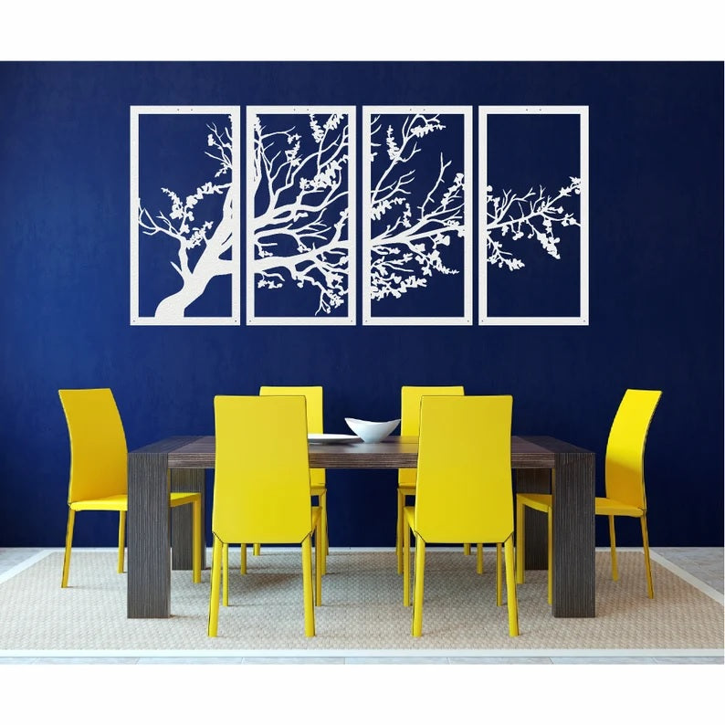 Tree of Life 4 Panels, Metal Tree Wall Art - Etgshop LLC