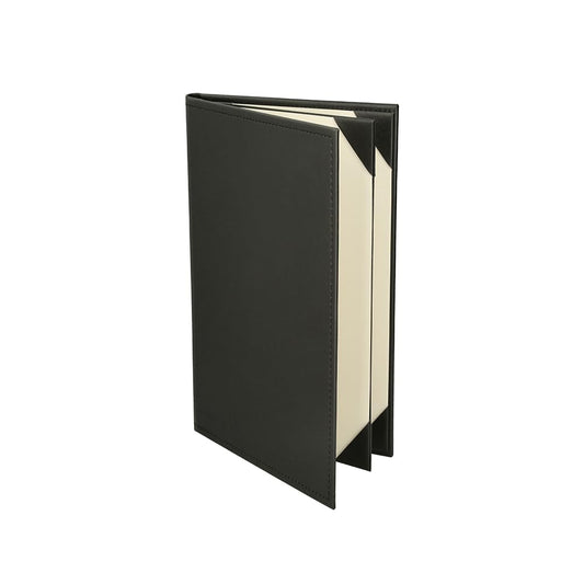Prestine Menu Covers Made of Premium Faux Leather (10-Pack) - 8.5" x 14" - 4 Views - Black - Restaurant Menu - Wine List - Bar Menu