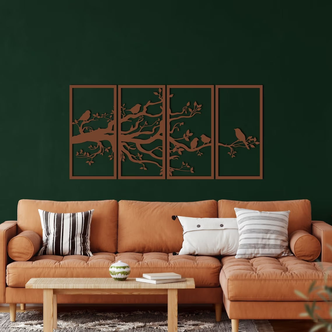 Tree of Life 4 Panels, Birds and Branch - Etgshop LLC