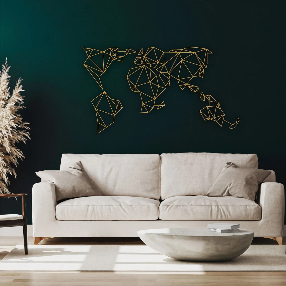Gold Metal World Map Wall Art - Etgshop LLC
