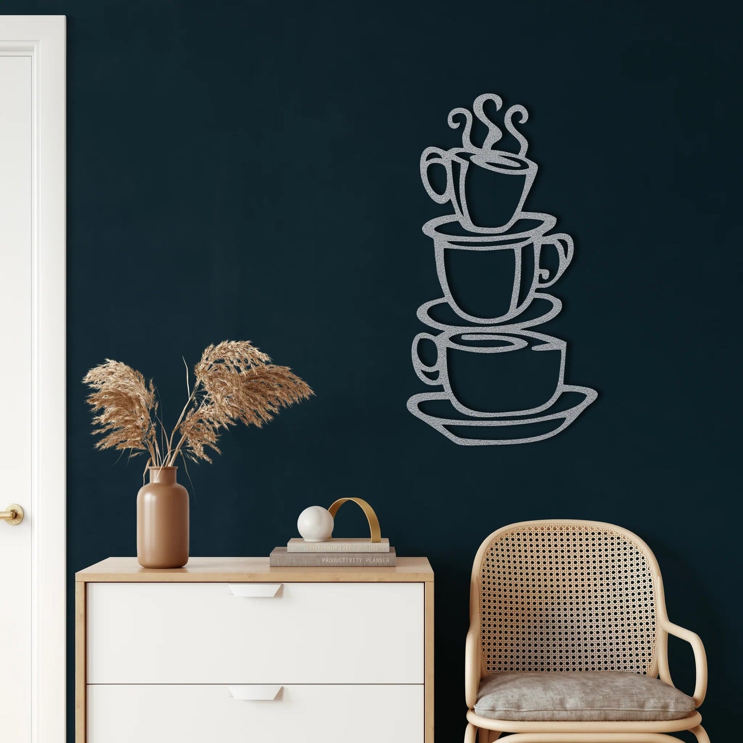 Metal Wall Art, Coffee Cups Wall Decor Metal
