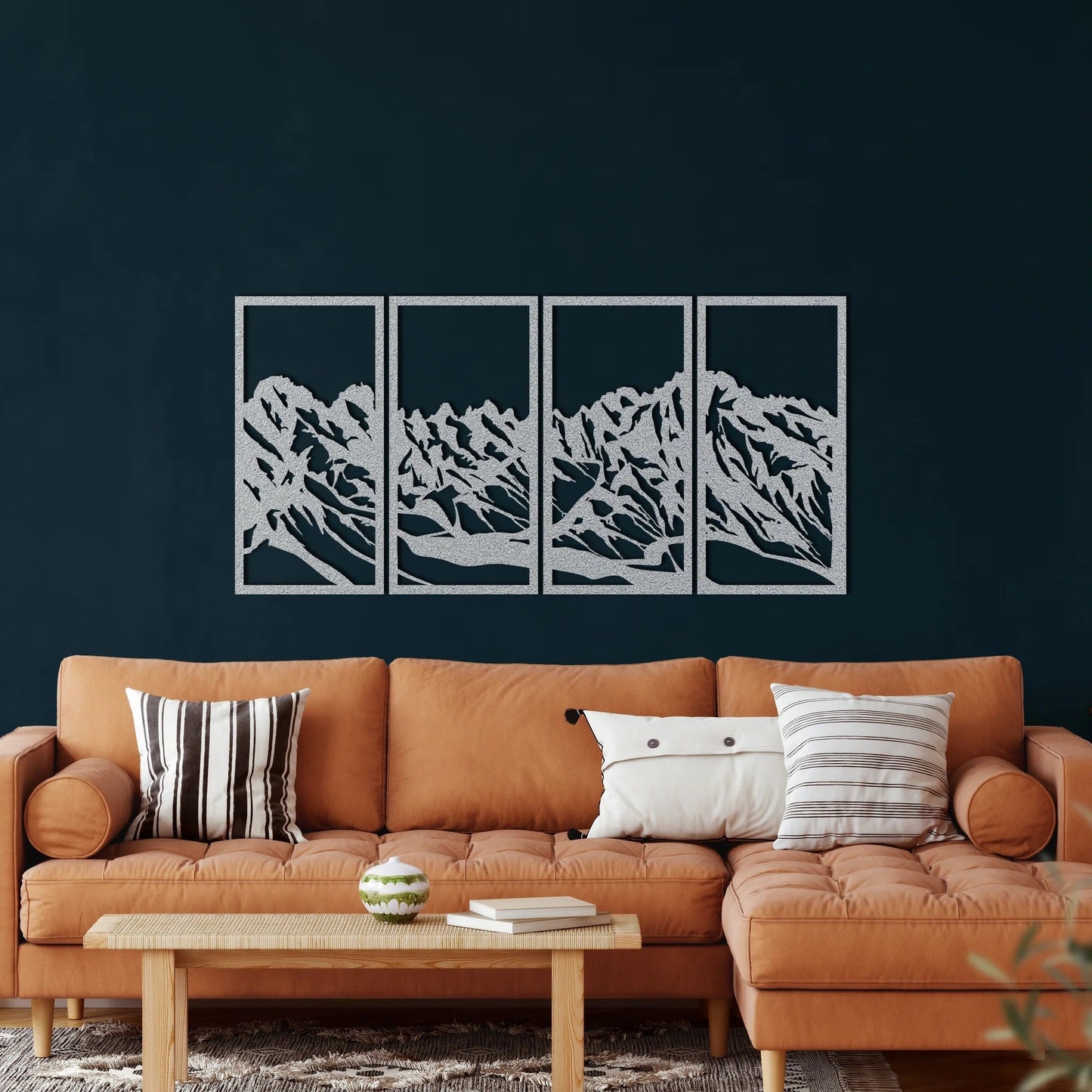 Metal Wall Art, Metal Mountain Range Decor Set of 4 - Etgshop LLC