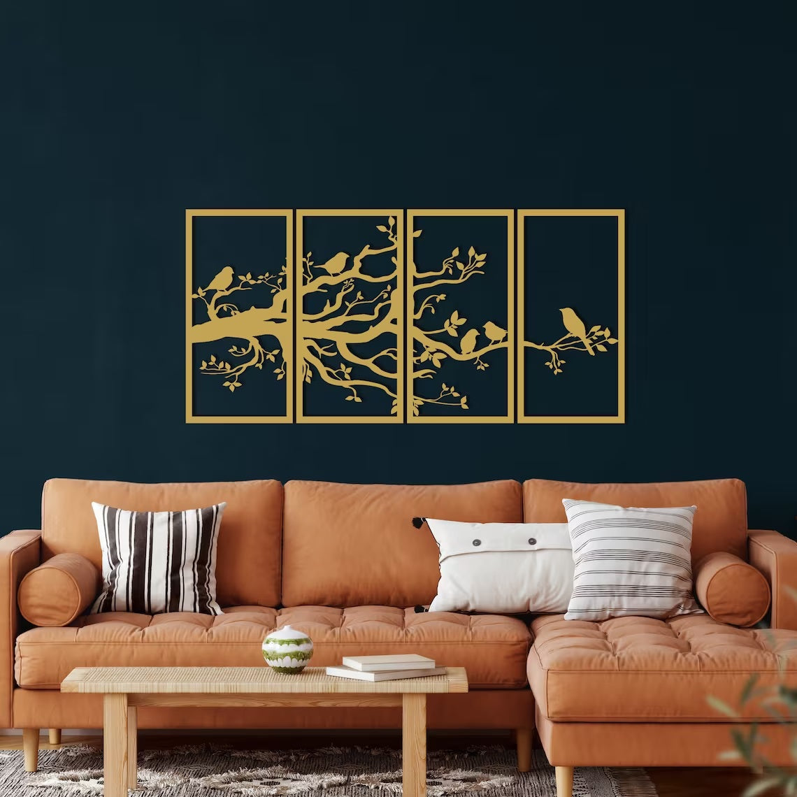 Tree of Life 4 Panels, Birds and Branch - Etgshop LLC