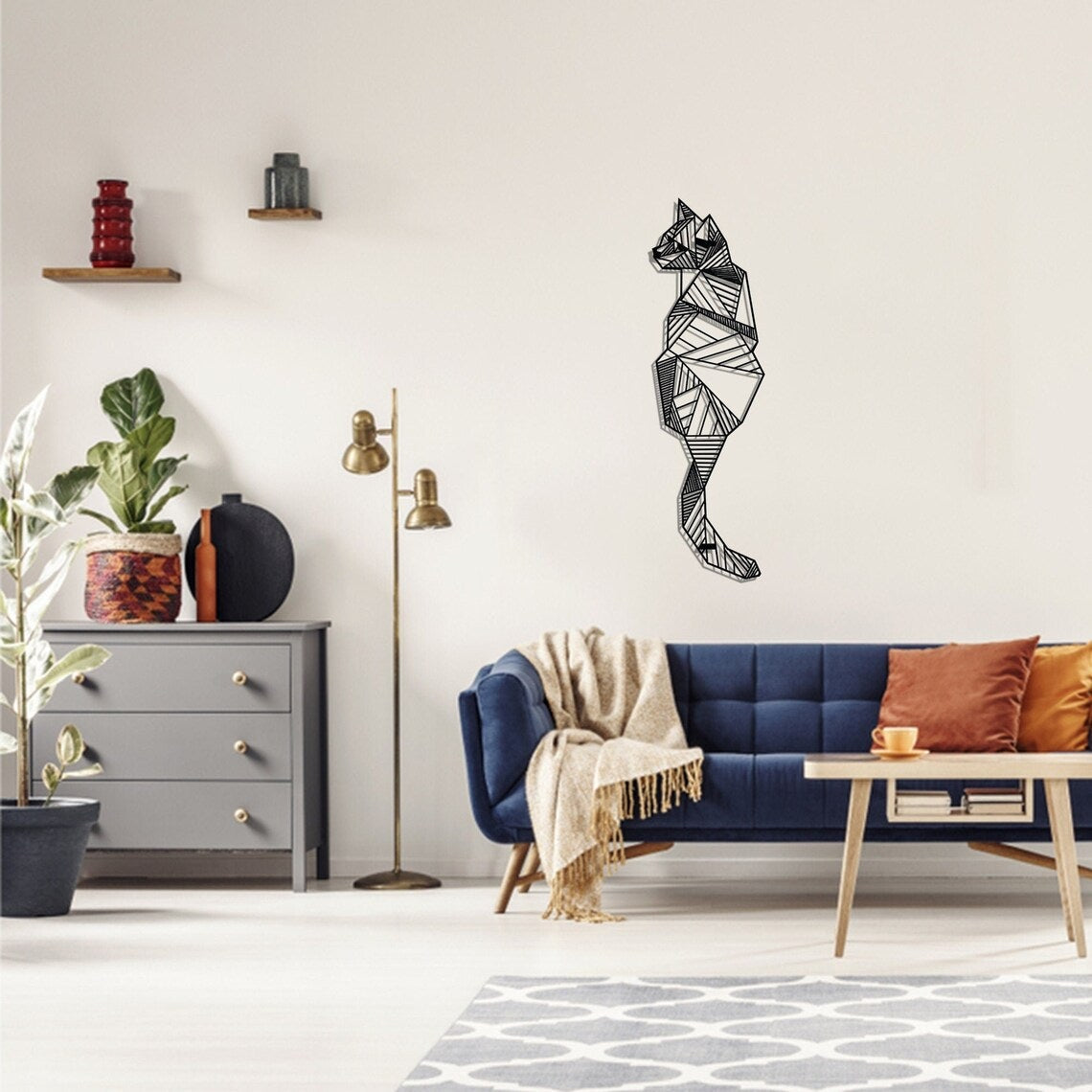 Cat wall decor, Geometric cat wall art - Etgshop LLC