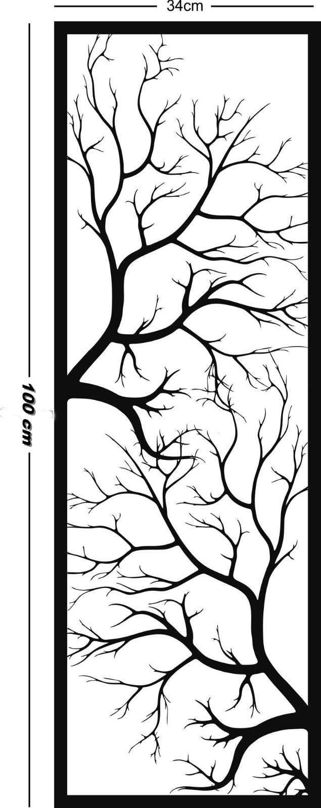 Metal Wall Art, Metal Tree Wall Art, Tree Sign, Metal Wall Decor, Metal Branch Wall Decor, Geometric Art (14" W x 40" H / 34x100 cm)