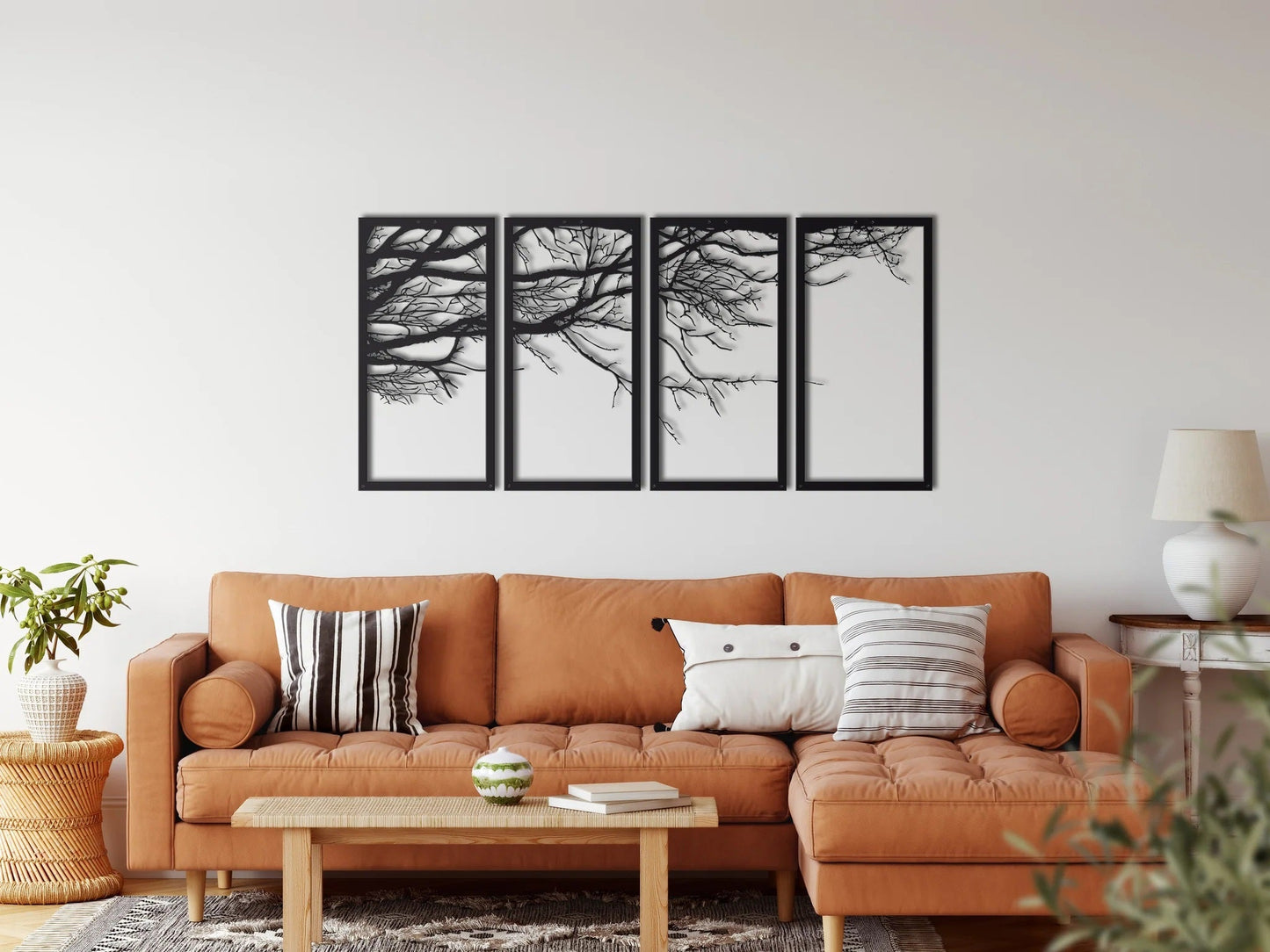 Metal Wall Art, 4 Panels Tree of Life Decor - Etgshop LLC