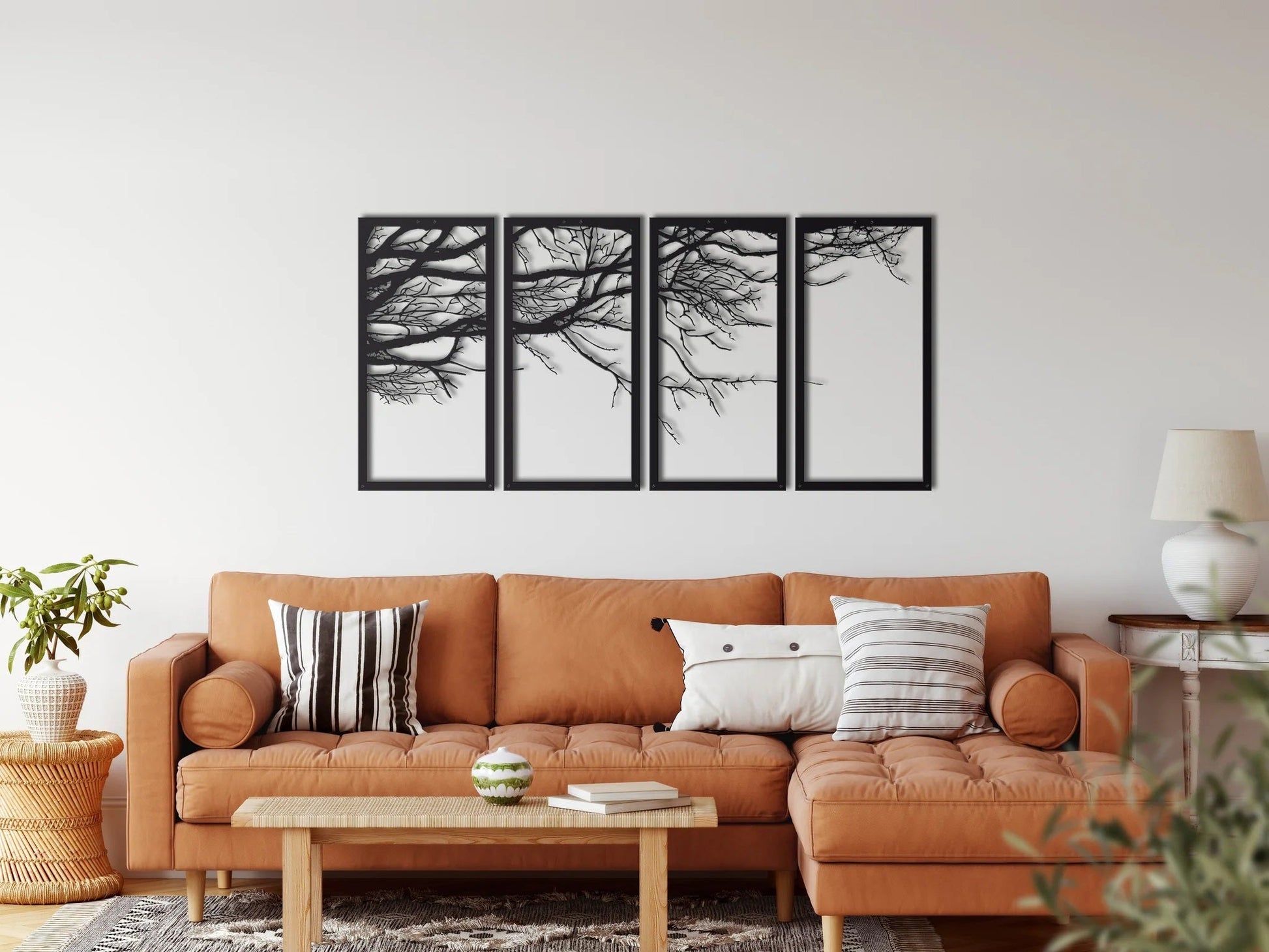 Metal Wall Art, 4 Panels Tree of Life Decor - Etgshop LLC