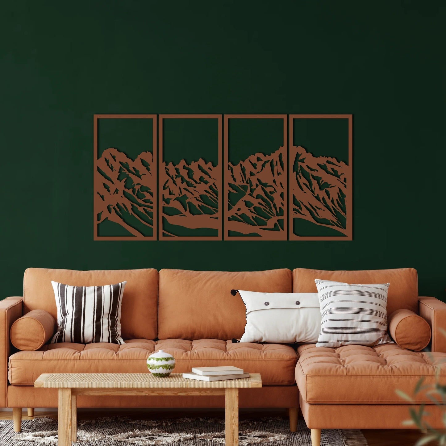 Metal Wall Art, Metal Mountain Range Decor Set of 4 - Etgshop LLC