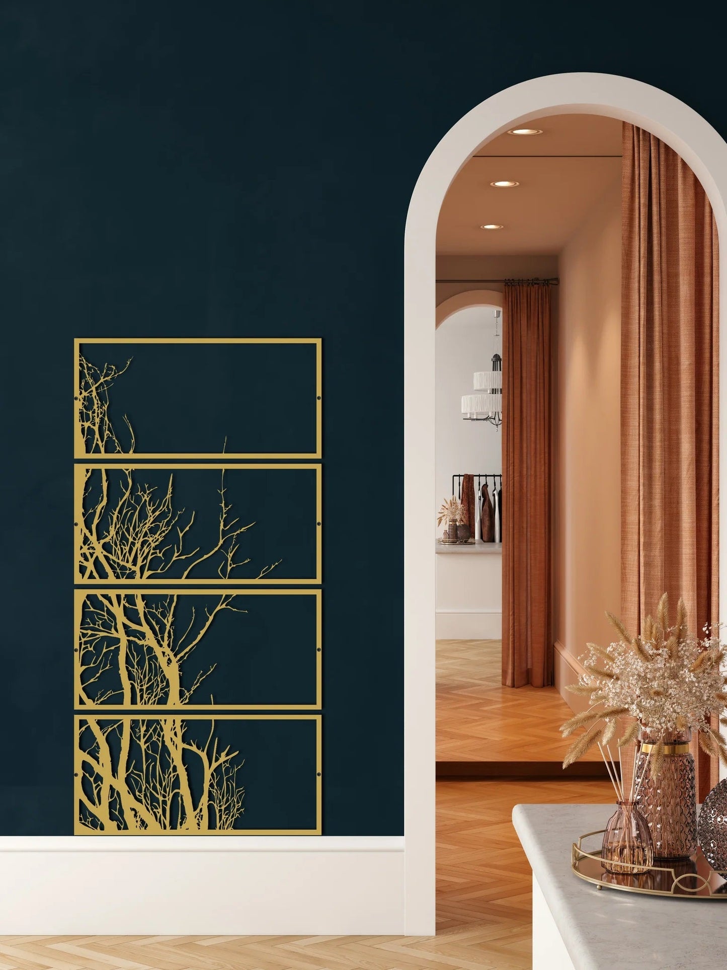 Metal Wall Art, 4 Panels Tree of Life Decor - Etgshop LLC