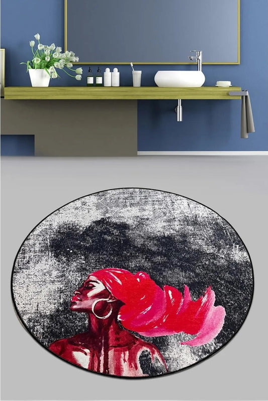 Pink Hair Decoratif Round Bath Rug Area Rug Round Rug - Etgshop LLC