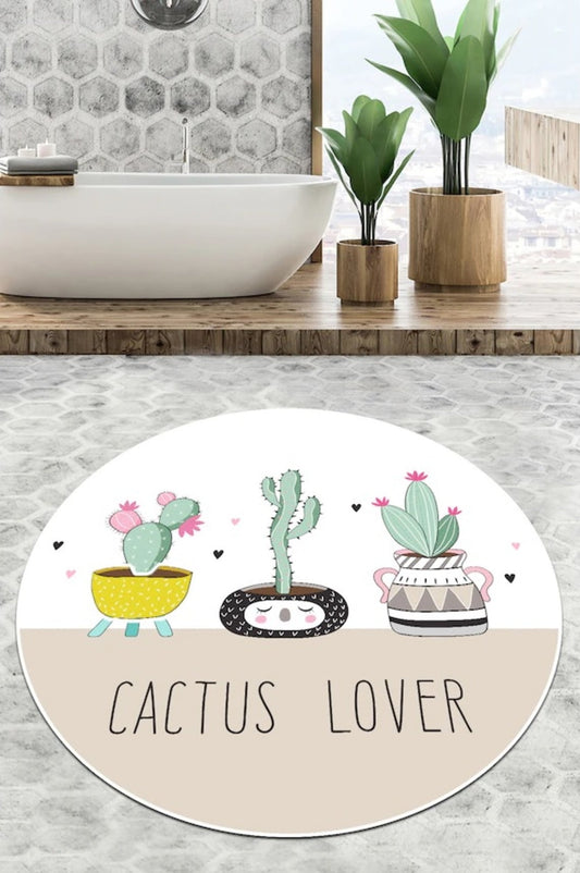 Pink Cactus Decoratif Round Bath Rug Area Rug Round Rug - Etgshop LLC