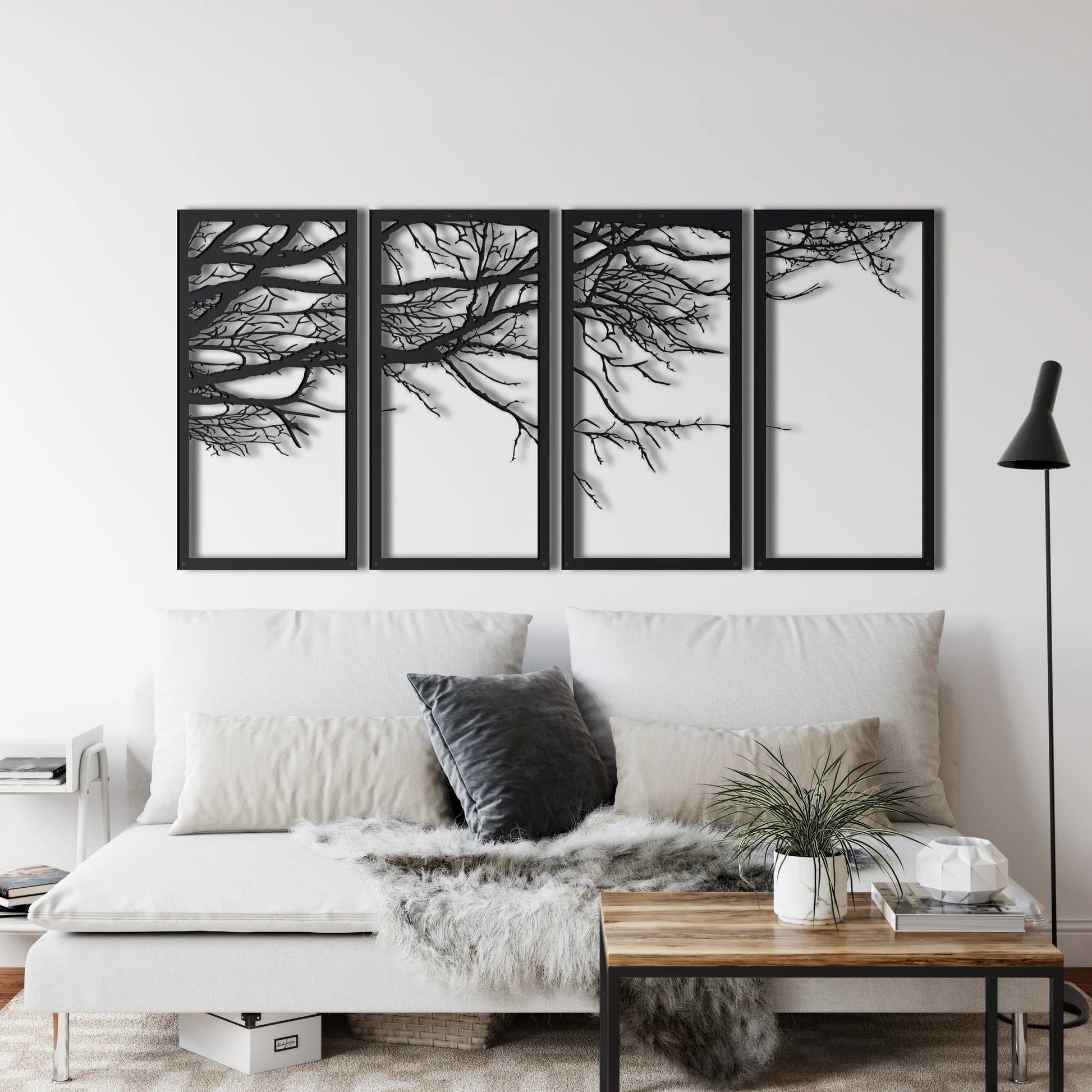 Metal Wall Art, 4 Panels Tree of Life Decor - Etgshop LLC