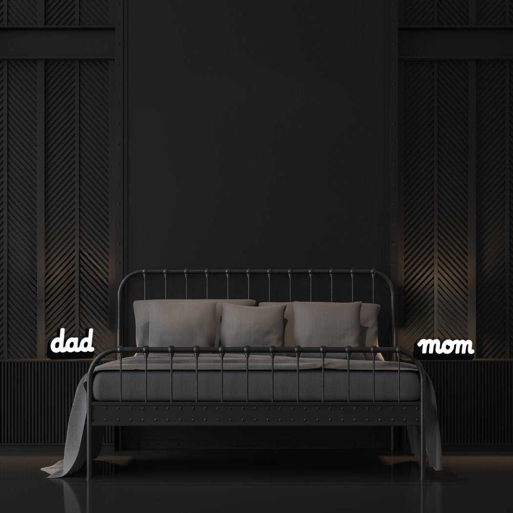 Modern LED "Dad & Mom" Sign Set - Durable Acrylic Wall Décor with Energy-Efficient Ambient Lighting, Perfect for Bedroom, Living Room, Kitchen, or Entryway
