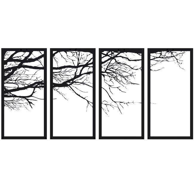 Metal Wall Art, 4 Panels Tree of Life Decor - Etgshop LLC