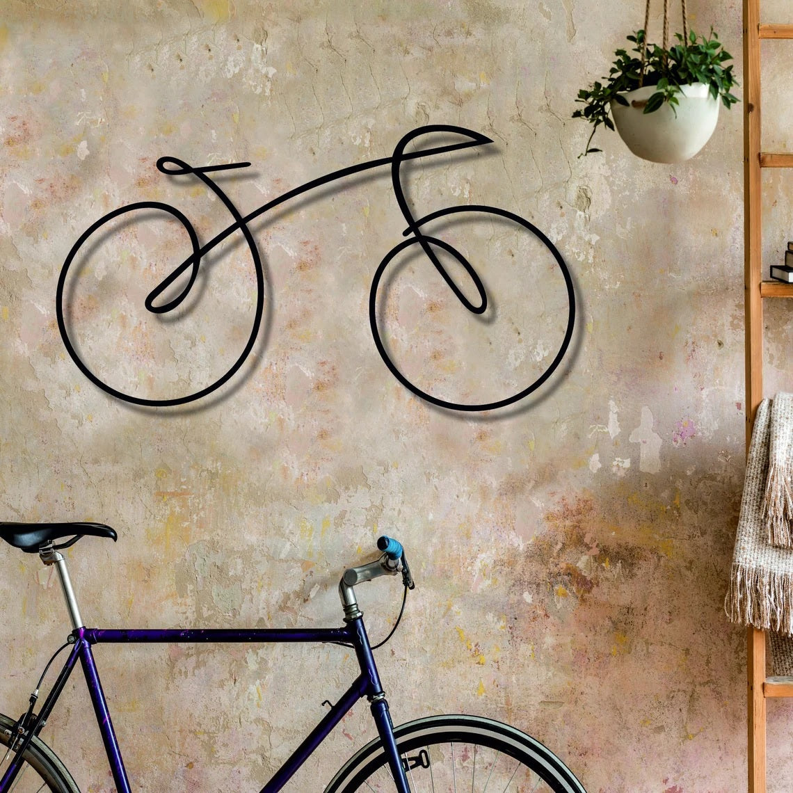 Metal Wall Art, Geometric Bicycle Art