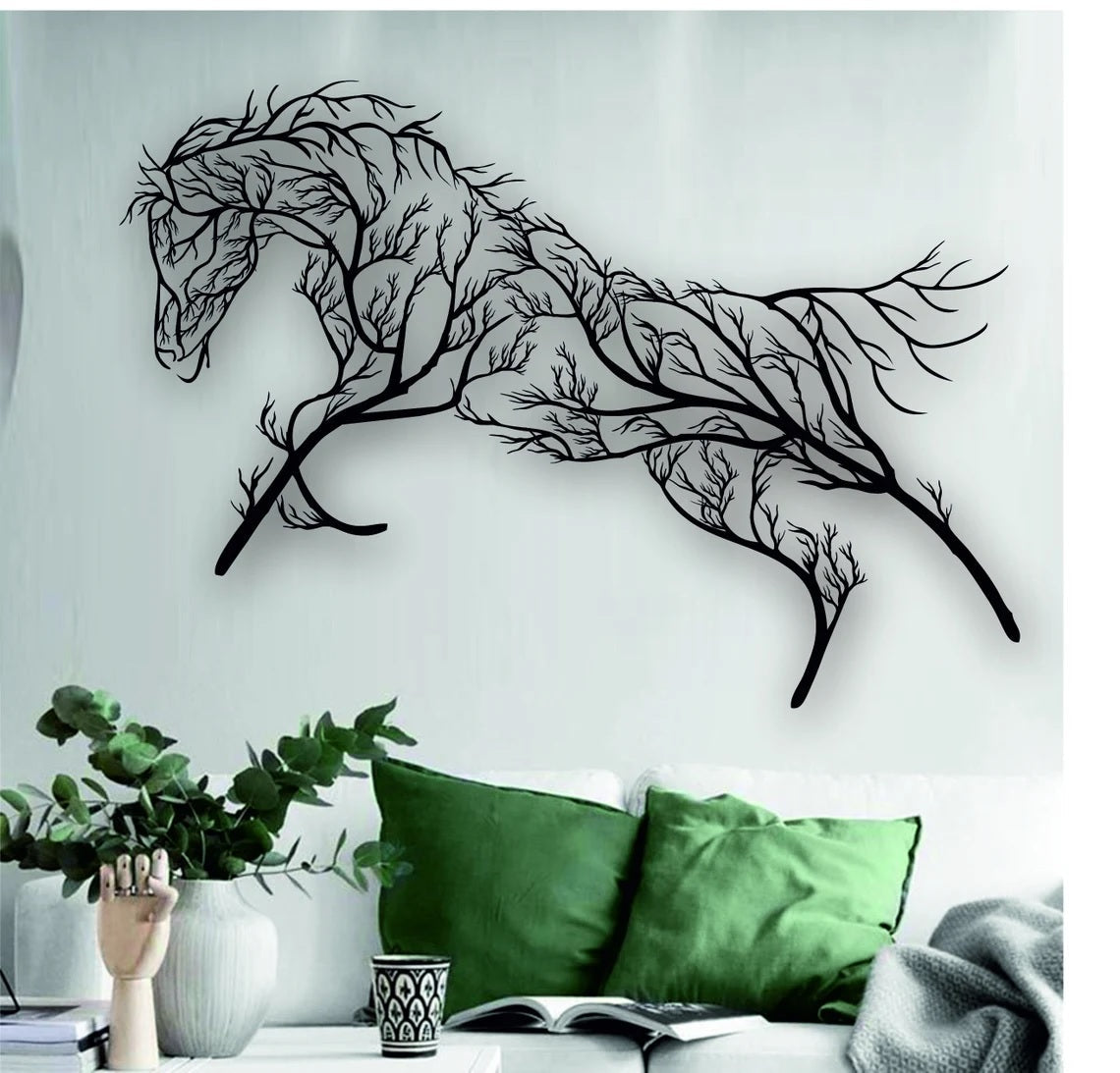 Metal Wall Art, Geometric Metal Horse Decor