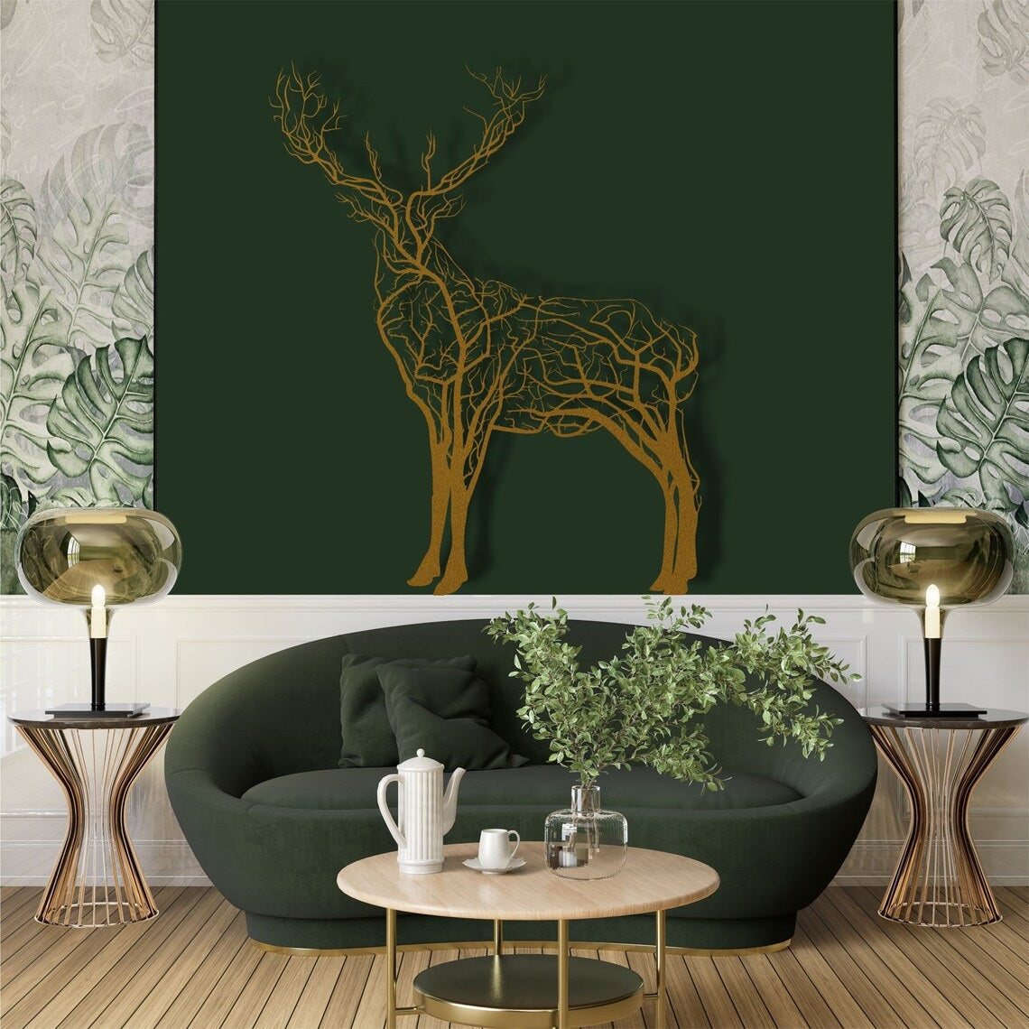 Metal Wall Art, Geometric Metal Deer Decor
