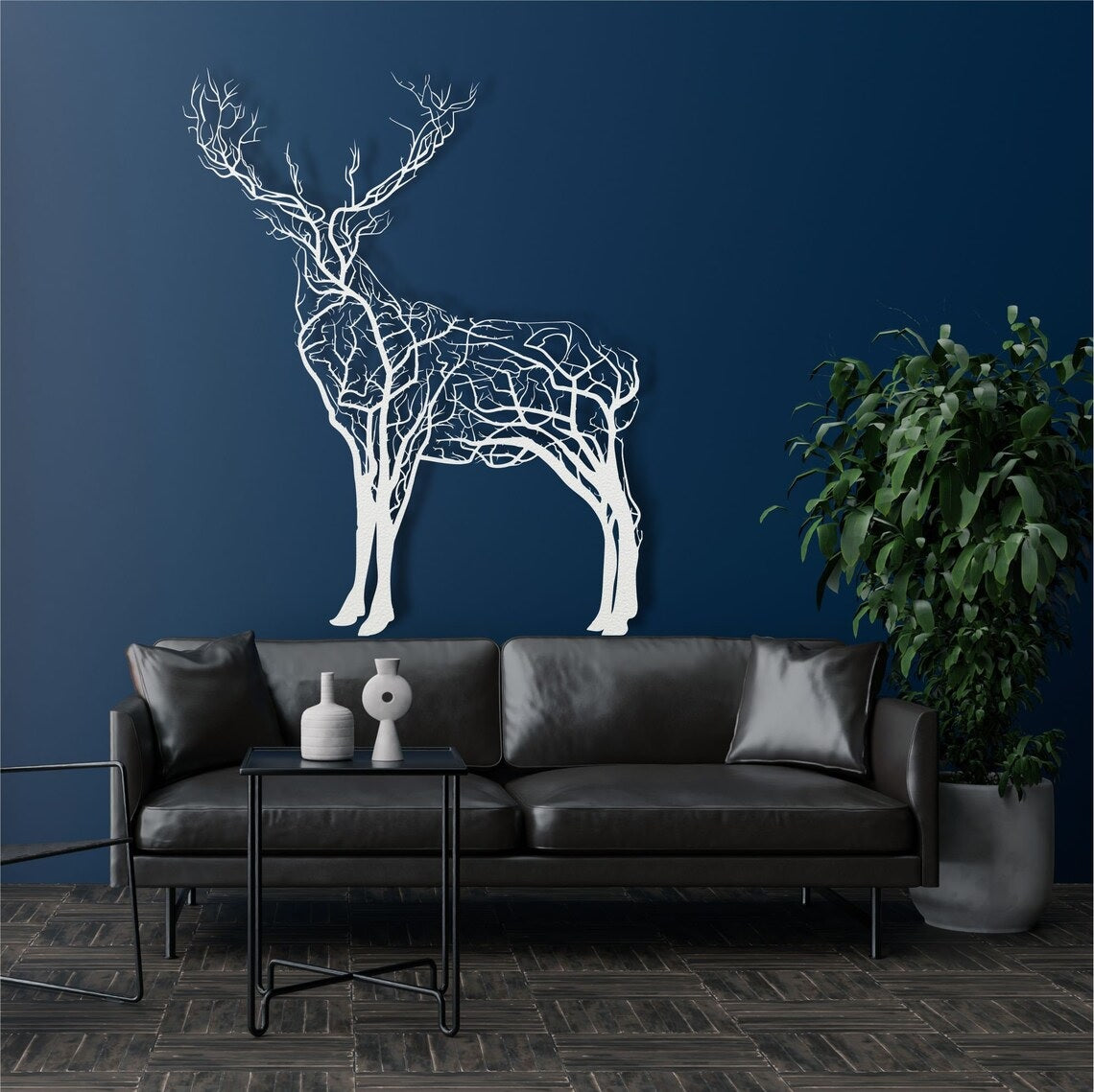 Metal Wall Art, Geometric Metal Deer Decor