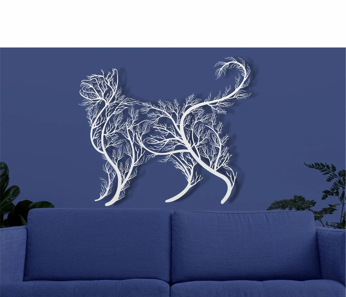 Metal Wall Art, Geometric Metal Cat Decor