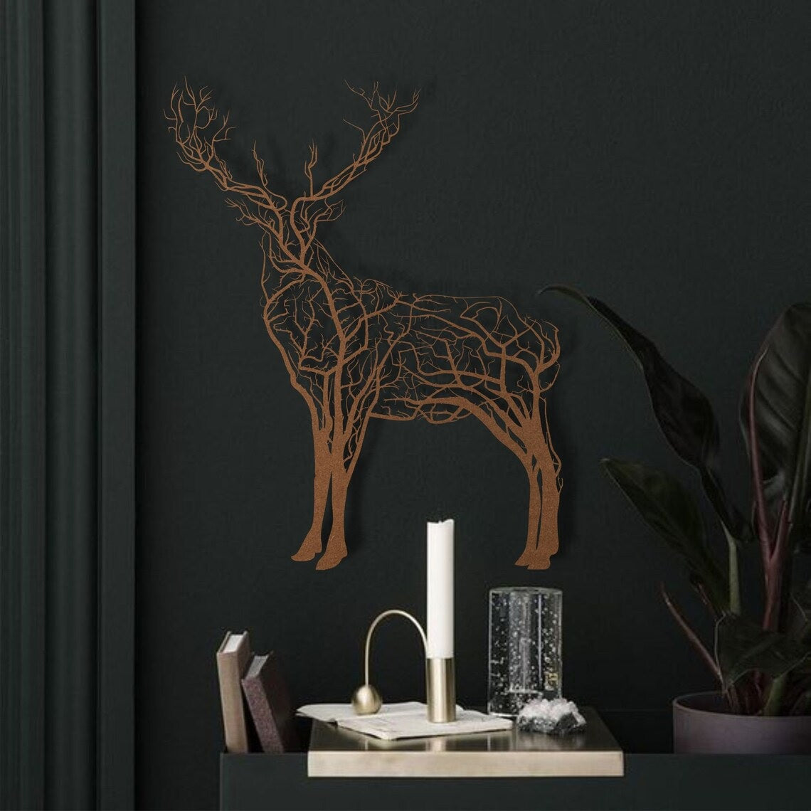 Metal Wall Art, Geometric Metal Deer Decor