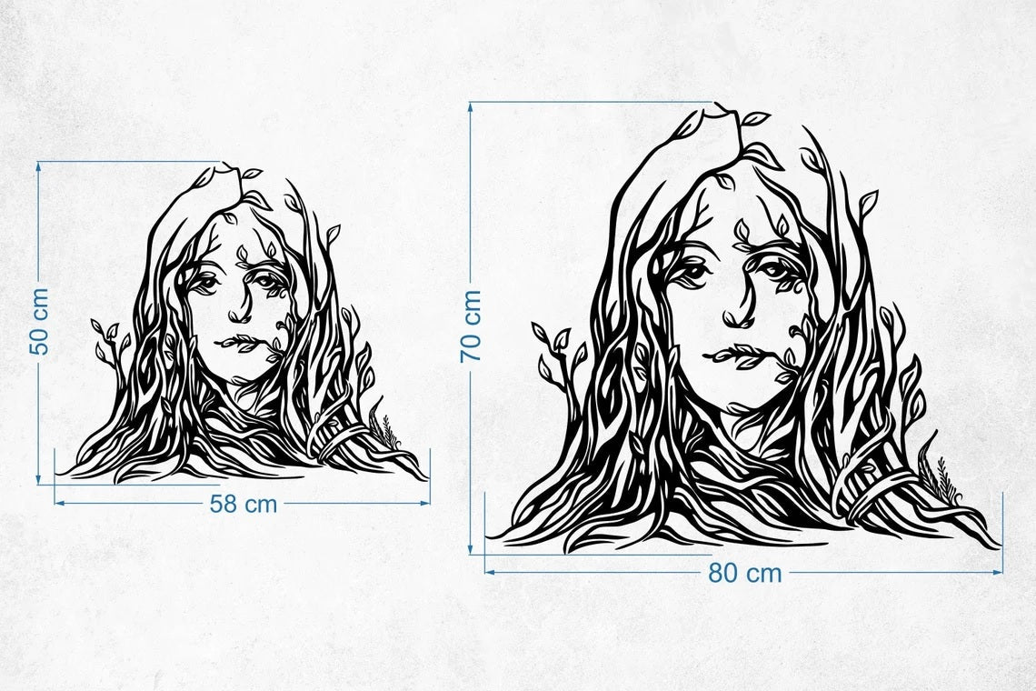 Female Tree Art Metal, Minimalist Line Art - Etgshop LLC