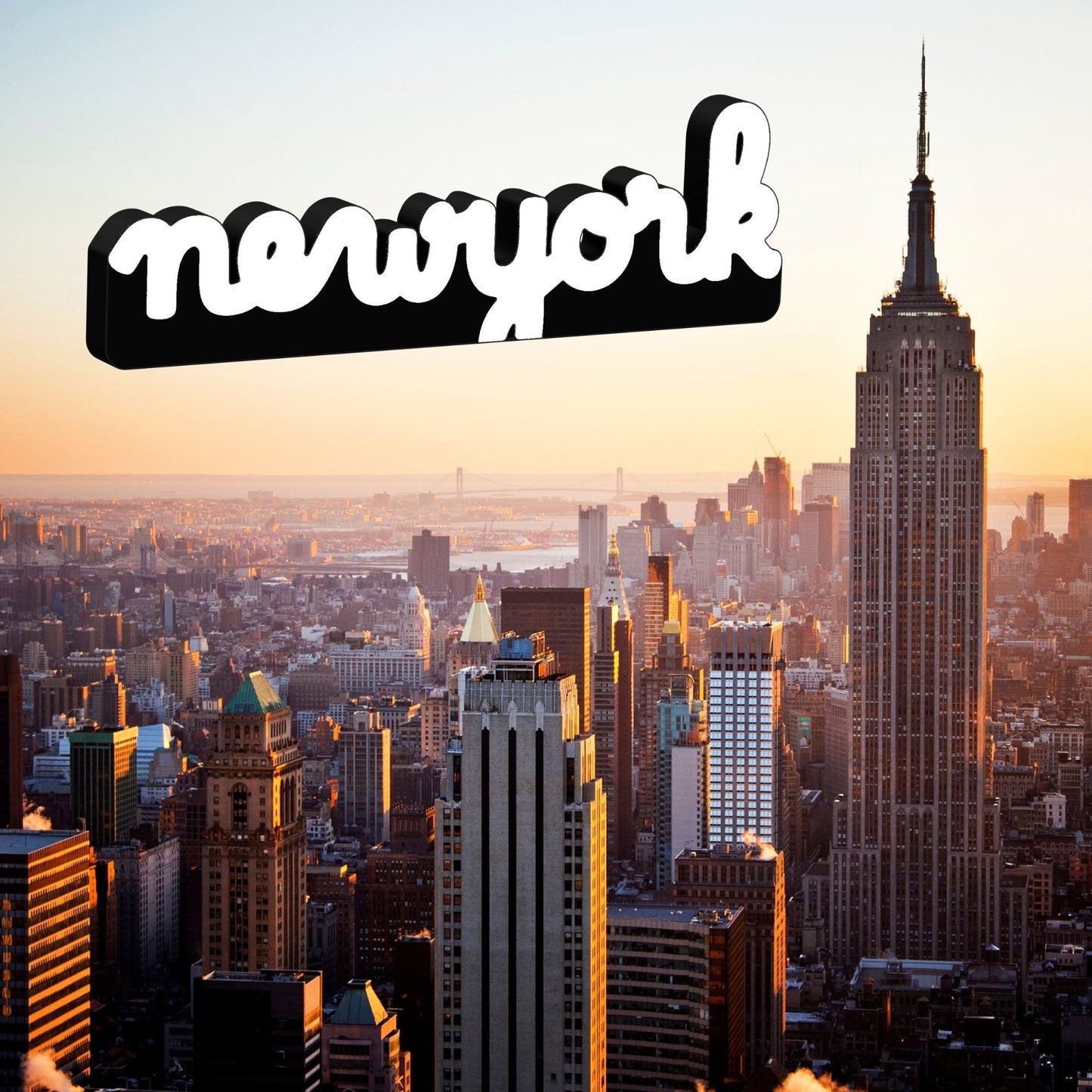 LED "NEW YORK" Sign, Personalized Decor, Acrylic, Illuminated Lettering