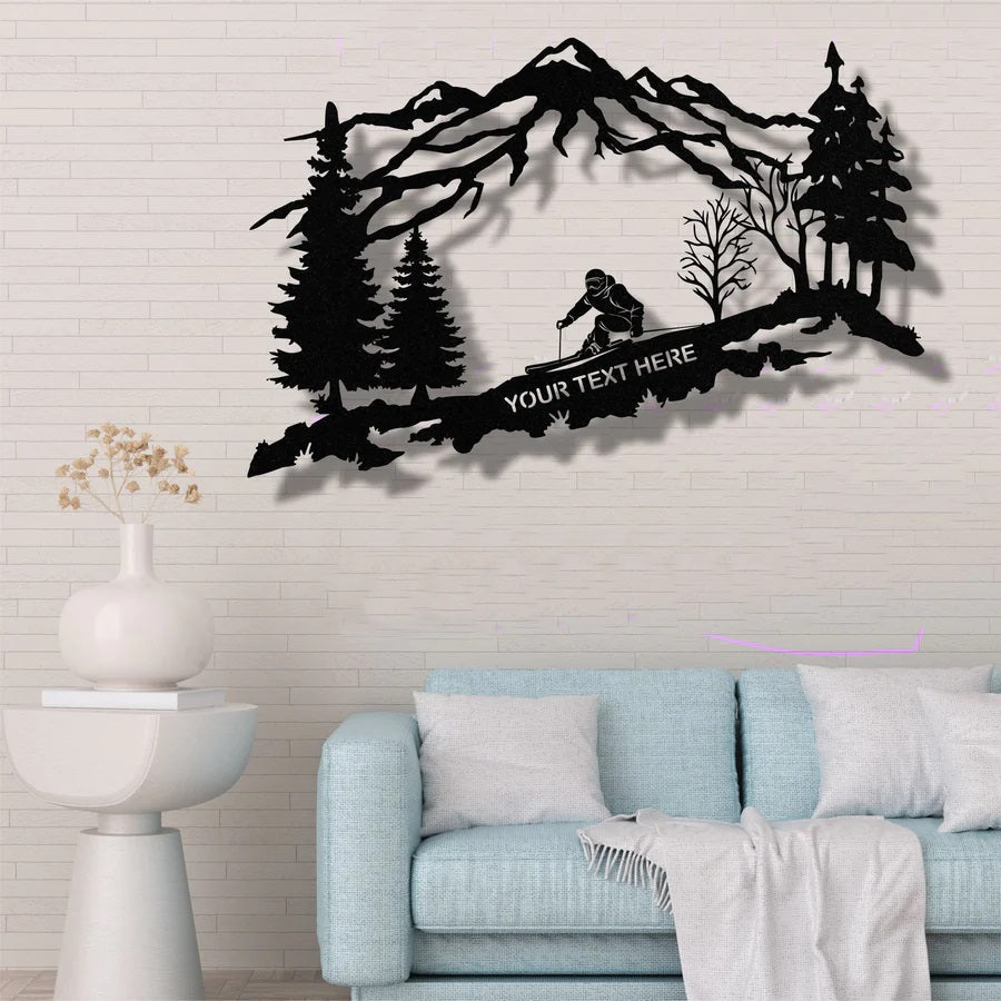 Personalized Skier Metal Wall Art