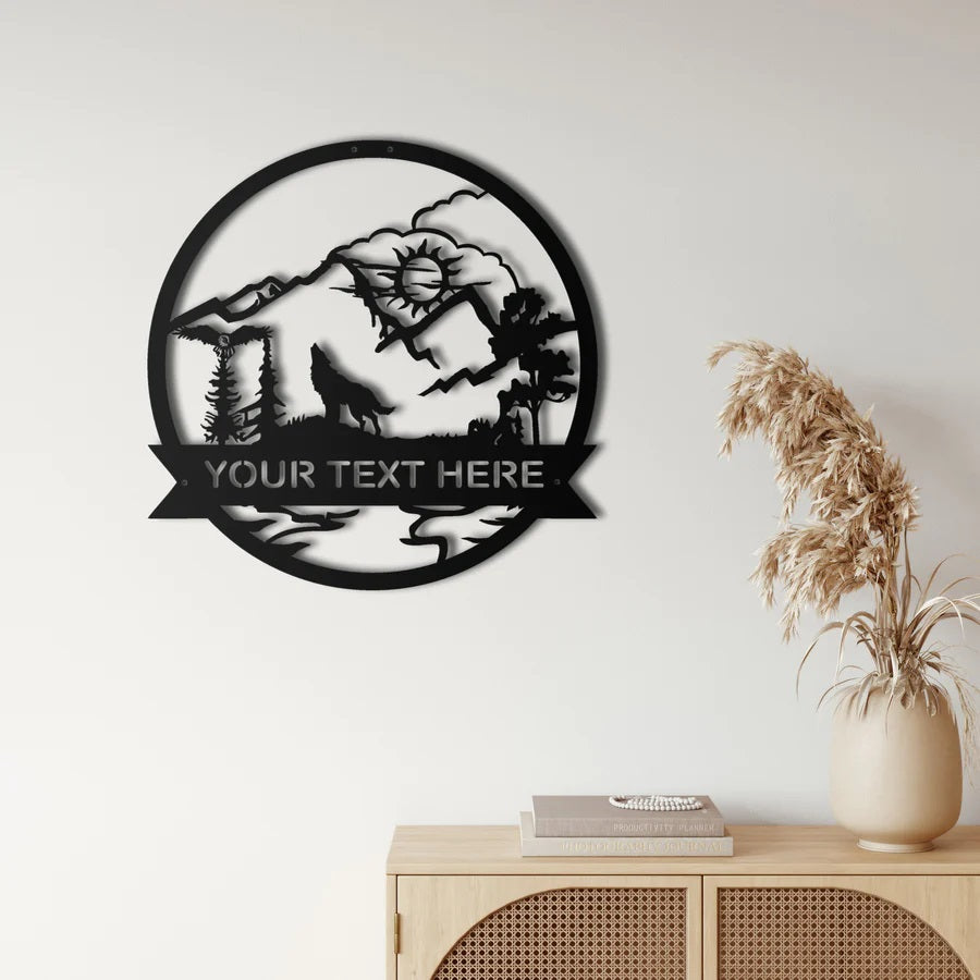 Personalized Wolf Metal Wall Art