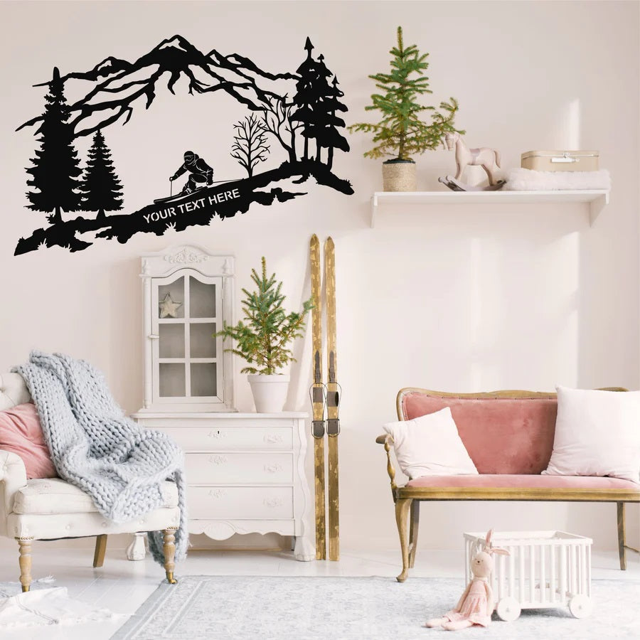 Personalized Skier Metal Wall Art