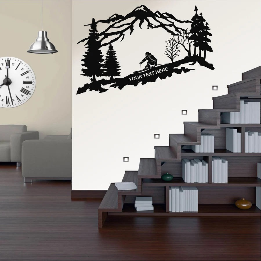Personalized Skier Metal Wall Art